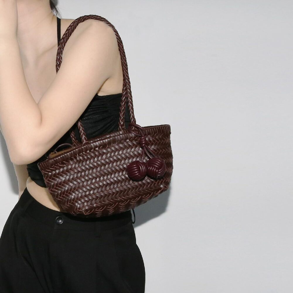 3422 Woven Shoulder Bag , Mini Hobo Purse, Cute Bucket Totes, Small - Picture 3 of 7